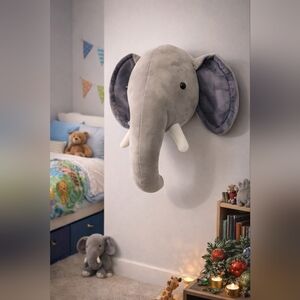 Elephant decor Child's bedroom stuffed animal head Wall decoration toy Pattern